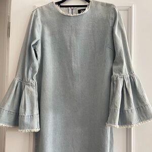DO+BE Light Blue Frayed Bell Sleeve Dress